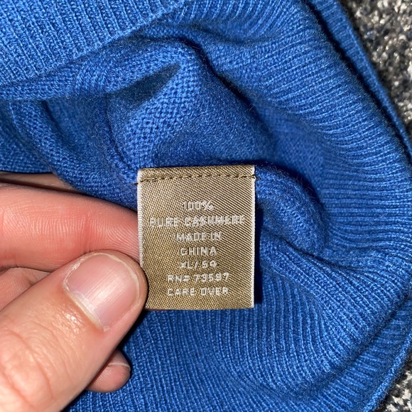 Mens Raffi 100% Cashmere Blue Sweater Size XL 54 - Picture 3 of 6